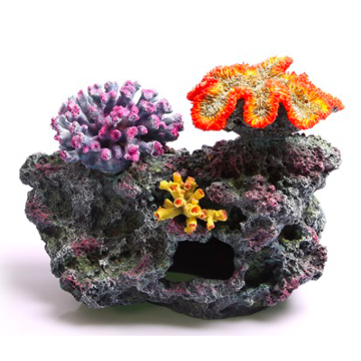 AQUA ONE Aquarium Ornament 3 Corals On Live Rock Large