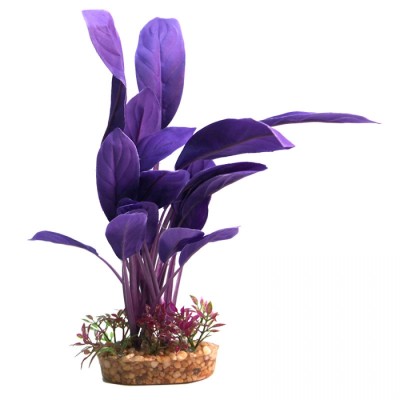 AQUA ONE Silk Plant Purple Echinodorus With Gravel Base 30cm