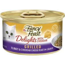 Fancy Feast Wet Cat Food Grilled Turkey Delight with Cheddar 85g 24pk