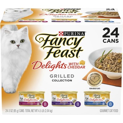Fancy Feast Wet Cat Food Delights with Cheddar Grilled Collection 85g 24pk