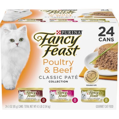 Fancy Feast Wet Cat Food Classic Poultry Beef Pate Collection 85g 24pk