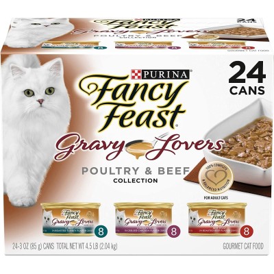 Fancy Feast Wet Cat Food Gravy Lovers Poultry Beef Collection 85g 24pk
