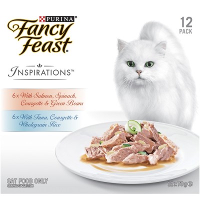 Fancy Feast Wet Cat Food Inspirations Salmon Tuna Collection 70g 12pk