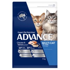 Advance Dry Cat Food Adult Multicat Chicken Salmon 6kg