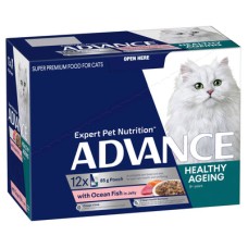 Advance Wet Cat Food Healthy Ageing Fish in Jelly 85g 12pk