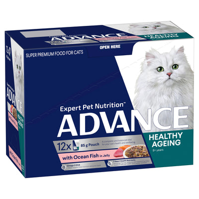 Advance Wet Cat Food Healthy Ageing Fish in Jelly 85g 12pk