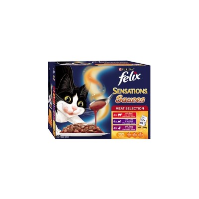 Felix Sensations Sauces Wet Cat Food Meat Selection 85g 12pk