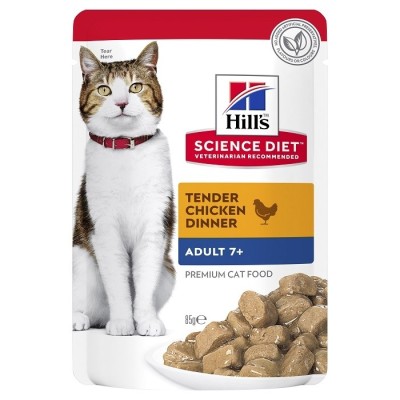 Hill's Science Diet Wet Cat Food Adult 7+ Chicken 85g 12pk