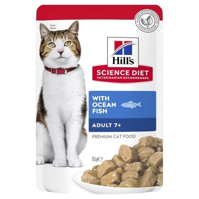 Hill's Science Diet Wet Cat Food Adult 7+ Ocean Fish 85g 12pk