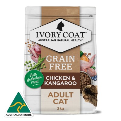 Ivory Coat Dry Cat Food Adult Grain Free Indoor Chicken Kangaroo 4kg