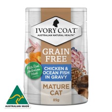 Ivory Coat Wet Cat Food Mature Chicken Ocean Fish Gravy 85g 12pk