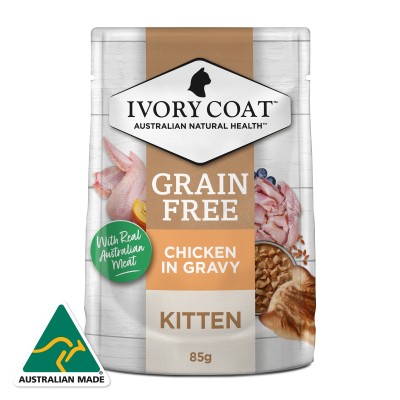 Ivory Coat Wet Cat Food Kitten Chicken Gravy 85g 12pk