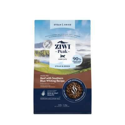 Ziwi Peak Steam and Dried Cat Food Beef with Southern Blue Whiting 2.2kg