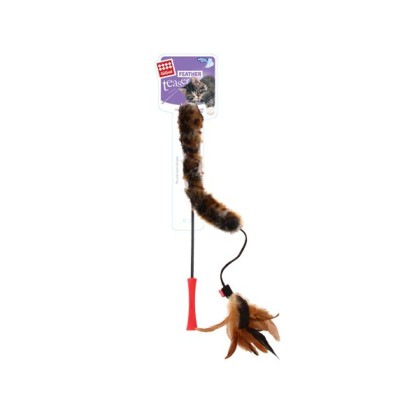 Gigwi Cat Toy Feather Wand Teaser Plush Tail