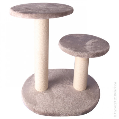 Pet One Scratching Tree Double Post with Platform White Jute