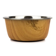 Barkley & Bella Dog Bowl Stainless Steel Natural Wood Small