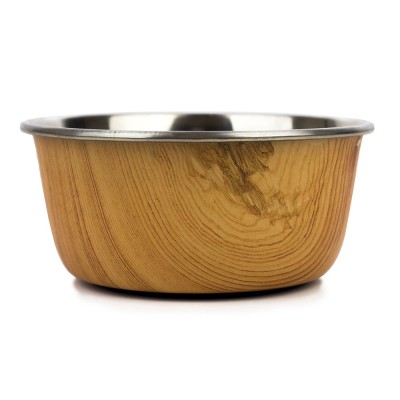 Barkley & Bella Dog Bowl Stainless Steel Natural Wood Small