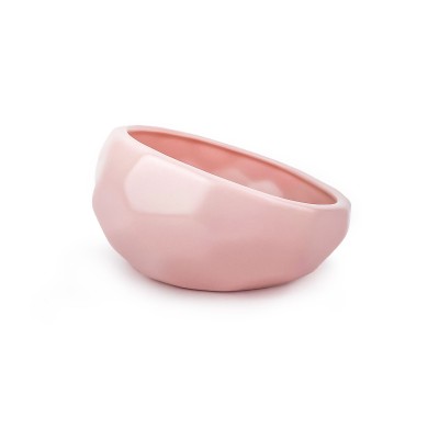 Barkley & Bella Ceramic Dog Bowl Honeycomb Blush Pink 450ml