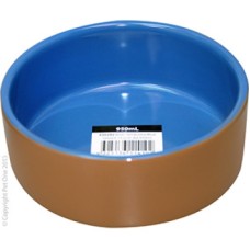 Pet One Bowl Terracotta Blue Glazed 2.9L