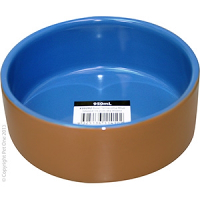Pet One Bowl Terracotta Blue Glazed 450ml
