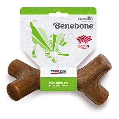 Benebone Durable Dog Chew Toy Bacon Stick Medium