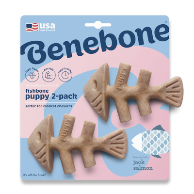 Benebone Durable Dog Chew Puppy Dental Chew Fishbone Tiny 2pk