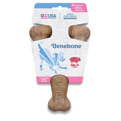 Benebone Durable Dog Chew Puppy Wishbone Bacon Medium