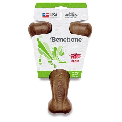 Benebone Durable Dog Chew Toy Wishbone Bacon Giant