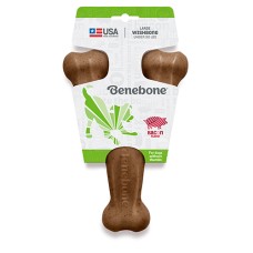 Benebone Durable Dog Chew Toy Wishbone Bacon Large