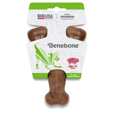 Benebone Durable Dog Chew Toy Wishbone Bacon Small