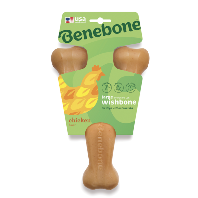 Benebone Durable Dog Chew Toy Wishbone Chicken Large