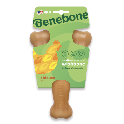 Benebone Durable Dog Chew Toy Wishbone Chicken Medium