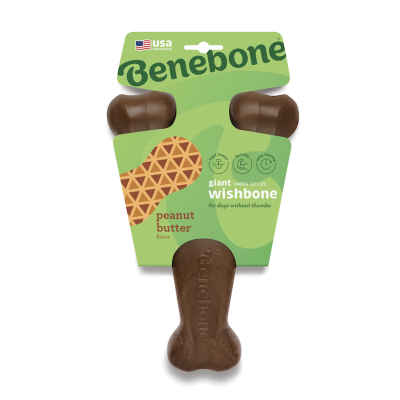 Benebone Durable Dog Chew Toy Wishbone Peanut Giant