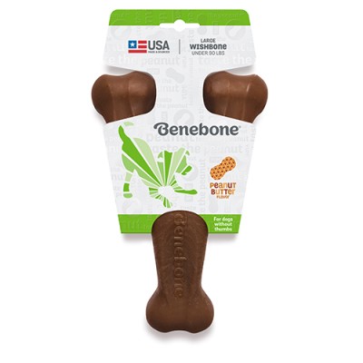 Benebone Durable Dog Chew Toy Wishbone Peanut Large