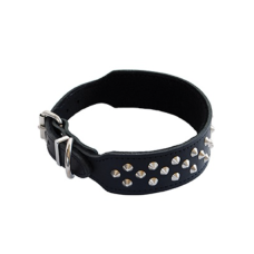 Dog Collar Staffy Leather Black 65cm