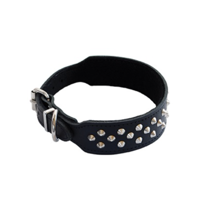 Dog Collar Staffy Leather Black 65cm