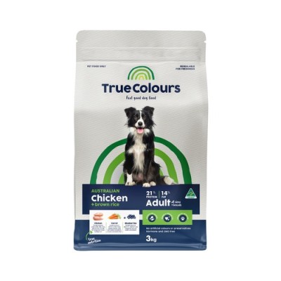 True Colours Dry Dog Food Adult Chicken Brown Rice 3kg