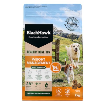 Black Hawk Dry Dog Food Adult Healthy Benefits Weight Management 2kg