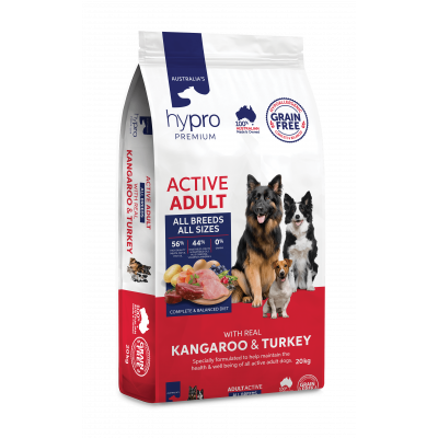 Hypro Premium Grain Free Dry Dog Food Active Adult Kangaroo Turkey 20kg