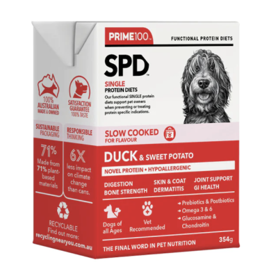Prime 100 SPD Slow Cooked Wet Dog Food Duck Sweet Potato 354g 12pk
