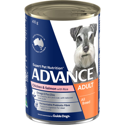 Advance Wet Dog Food Adult Chicken Salmon 410g 12pk