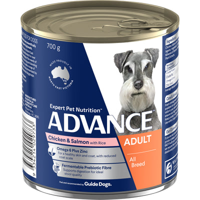 Advance Wet Dog Food Adult Chicken Salmon 700g 12pk