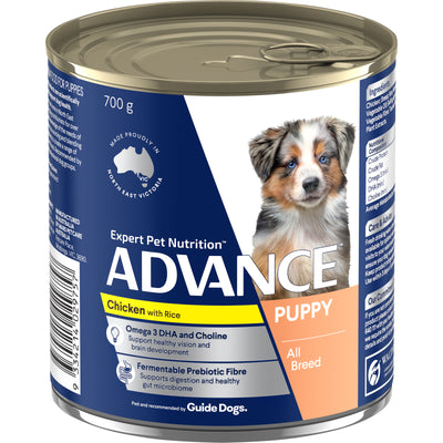 Advance Wet Dog Food Puppy All Breed Chicken Rice 700g 12pk