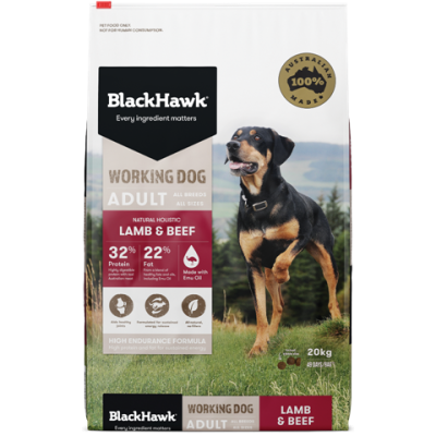 Black Hawk Dry Dog Food Working Dog Lamb Beef 20kg