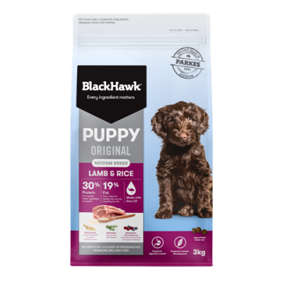 Black Hawk Dry Dog Food Puppy Medium Breed Lamb Rice 10kg