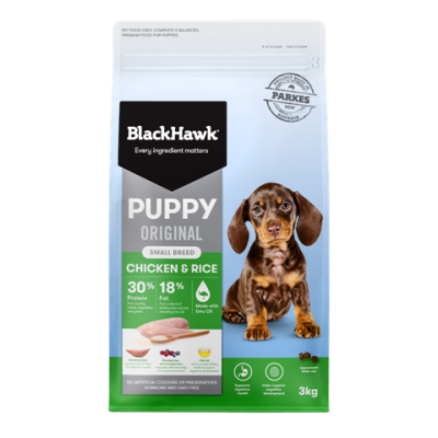 Black Hawk Dry Dog Food Puppy Small Breed Chicken Rice 3kg