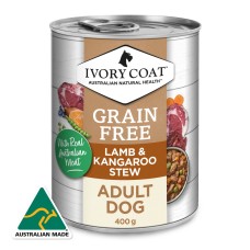 Ivory Coat Wet Dog Food Adult Lamb Kangaroo Stew 400g 12pk