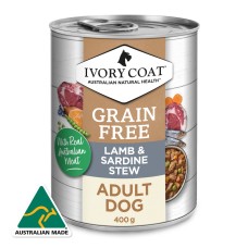 Ivory Coat Wet Dog Food Adult Lamb Sardine Stew 400g 12pk