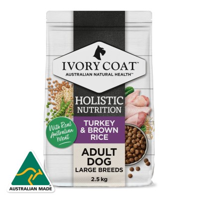 Ivory Coat Dry Dog Food Adult Large Breed Turkey Brown Rice 15kg