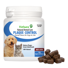 Vetnex Plaque Control Dental Chews Beef Liver for Dogs & Cats 100g